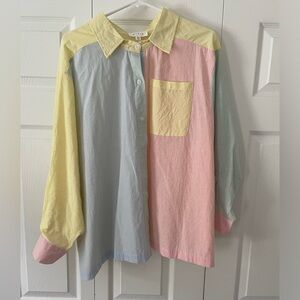 Women’s color block button up blouse- SZ Small
